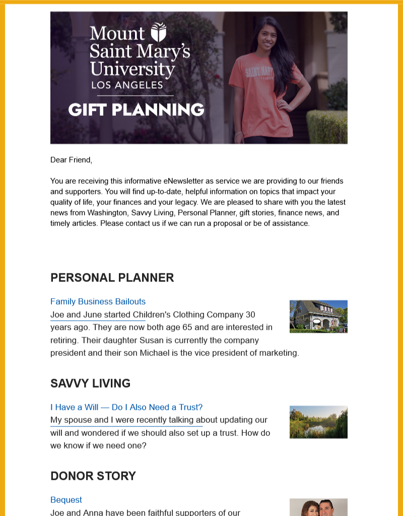 Donor Enewsletter